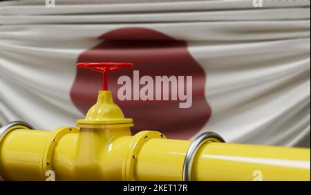 Gasdotti e oleodotti del Giappone. Concetto di industria petrolifera. 3D rendering Foto Stock