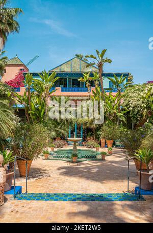 Le Jardin Majorelle, Marrakech, Marocco incredibile giardino tropicale Foto Stock