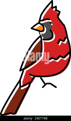 northern cardinal bird icona di colore esotico vettore illustrazione Illustrazione Vettoriale