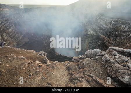 Primo piano Foto del vulcano attivo Foto Stock