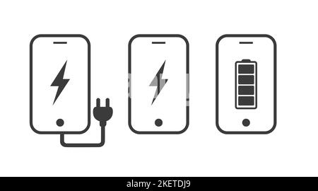 Icona di ricarica dello smartphone. Illustrazione piatta isolata vettoriale modificabile Illustrazione Vettoriale
