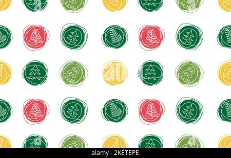 Set di icone di alberi di pino di Natale. Un disegno a linea continua. Semplici icone vettoriali verdi alberi di Natale. Illustrazione Vettoriale