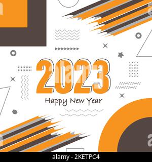 Felice anno nuovo 2023 - Banner, Poster o immagine di copertina per l'anno 2023 cartolina Design colorato Illustrazione Vettoriale