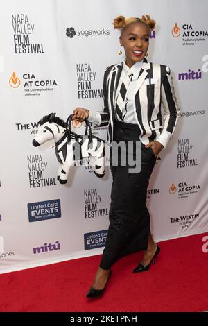 Napa, Stati Uniti. 13th Nov 2022. NAPA, CALIFORNIA - 13 NOVEMBRE: L'attrice Janelle Monae del film 'Glass Onion' partecipa alla vetrina NVFF 2022 del Napa Valley Film Festival, del cibo e del vino presso la CIA di Copia (The Culinary Institute of America) il 13 novembre 2022 a Napa, California. Foto: Foto Happy Photos/imageSPACE/Sipa USA Credit: Sipa USA/Alamy Live News Foto Stock