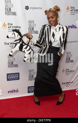 Napa, Stati Uniti. 13th Nov 2022. NAPA, CALIFORNIA - 13 NOVEMBRE: L'attrice Janelle Monae del film 'Glass Onion' partecipa alla vetrina NVFF 2022 del Napa Valley Film Festival, del cibo e del vino presso la CIA di Copia (The Culinary Institute of America) il 13 novembre 2022 a Napa, California. Foto: Foto Happy Photos/imageSPACE/Sipa USA Credit: Sipa USA/Alamy Live News Foto Stock