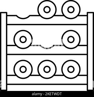 immagine vettoriale dell'icona della linea del vino rack Illustrazione Vettoriale