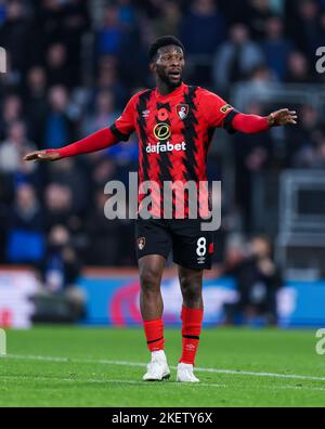 Jefferson Lerma di Bournemouth in azione durante la partita della Premier League al Vitality Stadium, Bournemouth. Data immagine: Sabato 12 novembre 2022. Foto Stock