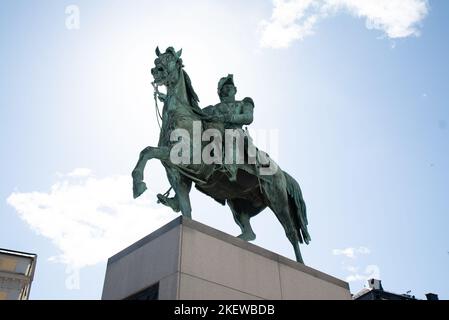 Statua di Carlo XIV Giovanni (rittarstata di Karl XIV Johans), Karl Johans Torg, Stoccolma, Svezia. (Re di Svezia e Norvegia) (Kung AV Sverige och Norge) Foto Stock