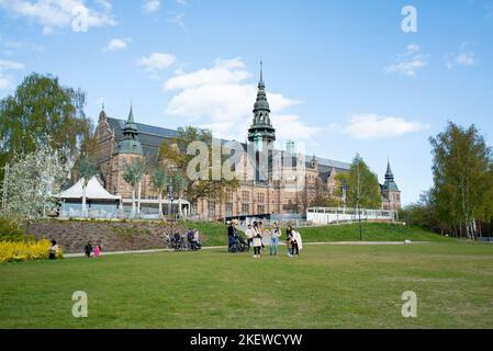 Vista esterna del Nordic Museum, Nordiska Museet, Stoccolma, Svezia Foto Stock