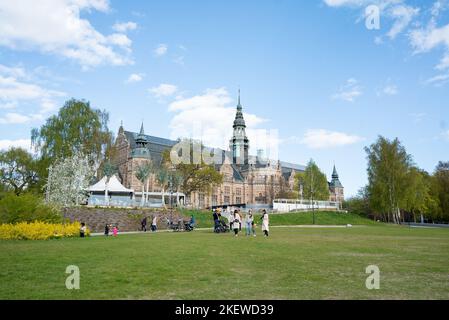 Vista esterna del Nordiska museet, il museo nordico, Djurgården, Stoccolma (museo nordico, Svezia). L'edificio storico di Stoccolma. Foto Stock