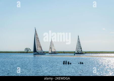 Estate a Parnu pietra jetty Estonia Foto Stock