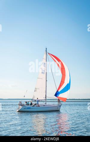 Estate a Parnu pietra jetty Estonia Foto Stock