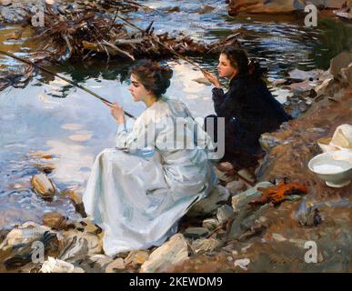 John Singer pittura Sargent. 'Pesca di due ragazze' di John Singer Sargent (1856-1925), olio su tela, 1912 Foto Stock