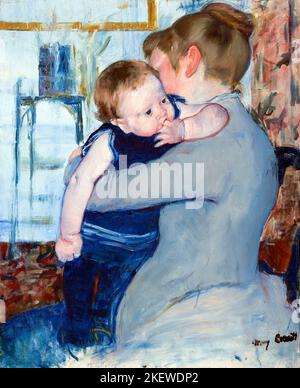 Mary Cassatt (1844-1926) 'Baby in Dark Blue Suit, looking Over His Mother's Shoulder ', olio su tela, 1889 Foto Stock