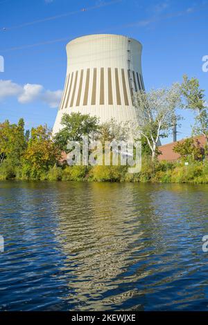 Spree, Kühlturm, Kraftwerk Reuter West, Siemensstadt, Spandau, Berlino, Germania Foto Stock