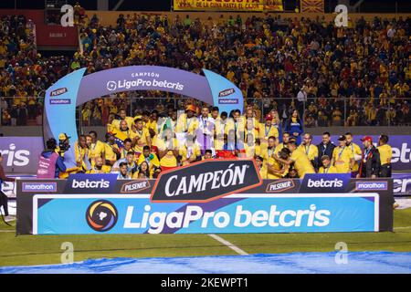 Aucas vince e celebra la coppa nazionale ecuadoriana liga pro per la prima volta nella storia Foto Stock