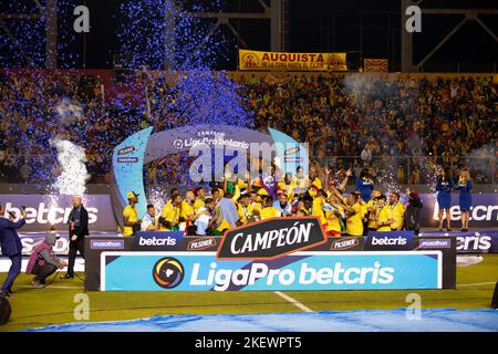 Aucas vince e celebra la coppa nazionale ecuadoriana liga pro per la prima volta nella storia Foto Stock