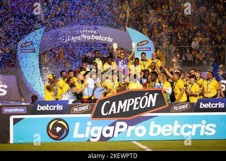 Aucas vince e celebra la coppa nazionale ecuadoriana liga pro per la prima volta nella storia Foto Stock