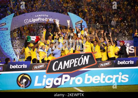 Aucas vince e celebra la coppa nazionale ecuadoriana liga pro per la prima volta nella storia Foto Stock