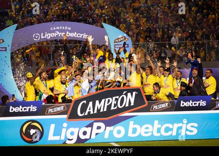 Aucas vince e celebra la coppa nazionale ecuadoriana liga pro per la prima volta nella storia Foto Stock