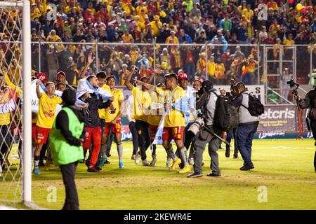 Aucas vince e celebra la coppa nazionale ecuadoriana liga pro per la prima volta nella storia Foto Stock