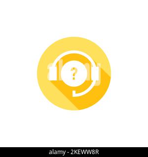 Icona supporto. Domande online. Icona del supporto in linea. Servizio di assistenza telefonica con cuffie. Design piatto. Illustrazione vettoriale Illustrazione Vettoriale