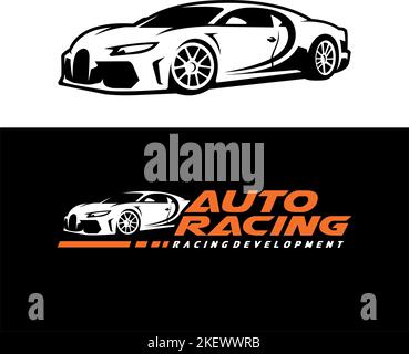 Un auto di lusso auto racing isolato su sfondo bianco e nero Illustrazione Vettoriale