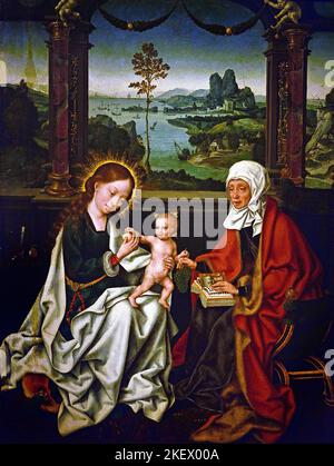 Madonna col Bambino con Sant'Anna 1515-1520 – Joos van Cleve (1485-1540/1541) Belgio fiammingo Foto Stock