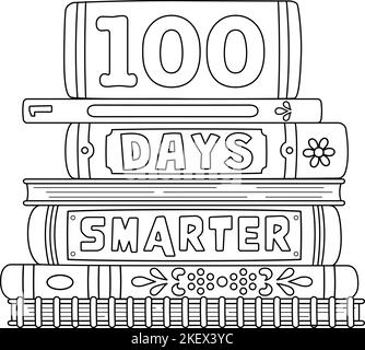 100th° giorno della Scuola Smarter isolato coloring Page Illustrazione Vettoriale