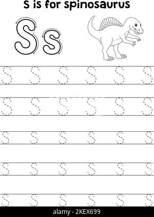 Spinosaurus Dinosaur Tracing Letter ABC Coloring S Illustrazione Vettoriale