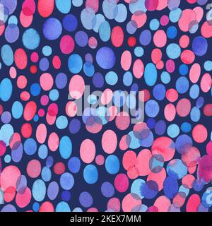 Acquerello colorato motivo astratto senza cuciture con tratti di pennello. Struttura acquerello disegnata a mano con macchie di colore. Colore molto peri Foto Stock