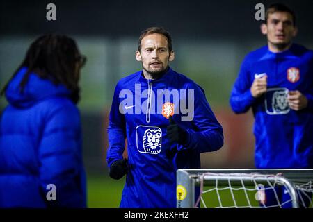 ZEIST, PAESI BASSI - 14 NOVEMBRE: Daley Blind dei Paesi Bassi durante una sessione di allenamento della squadra olandese di calcio maschile in vista della Coppa del mondo FIFA Qatar 2022 al campus KNVB il 14 novembre 2022 a Zeist, Paesi Bassi (Foto di René Nijhuis/Orange Pictures) Foto Stock