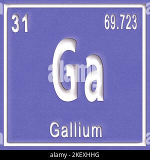 Elemento chimico al gallio, segno con numero atomico e peso atomico, elemento Tavola periodica Foto Stock