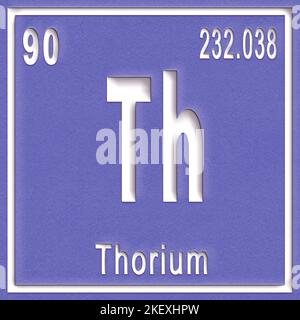 Elemento chimico del torio, segno con numero atomico e peso atomico, elemento Tavola periodica Foto Stock
