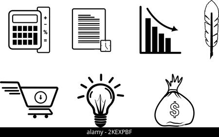 Soluzioni aziendali creative relative al design del set di icone. Gestione del team di innovazione. Illustrazione Vettoriale