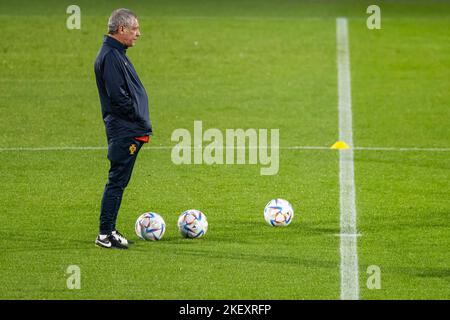 Oeiras, Portogallo. 14th Nov 2022. Il capo allenatore portoghese Fernando Santos visto durante la sessione di allenamento al campo di allenamento Cidade do Futebol. La squadra di calcio portoghese si allena per la prima volta prima di partecipare alla Coppa del mondo FIFA 2022, che inizierà il 20th novembre. Credit: SOPA Images Limited/Alamy Live News Foto Stock