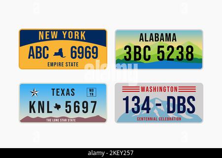Targa VEICOLO USA nell'illustrazione del design piatto Illustrazione Vettoriale