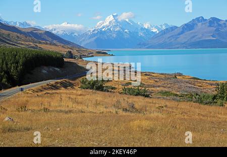 Vista dalla collina a Tasman Valley - Nuova Zelanda Foto Stock