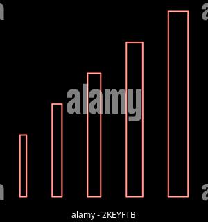 Grafico di crescita al neon colore rosso vettore immagine immagine di stile piatto luce Illustrazione Vettoriale