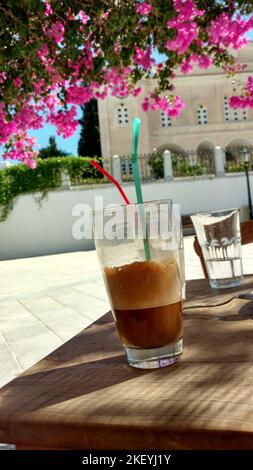 Tavola del caffè Paros Grecia isola mediterranea egeo Foto Stock