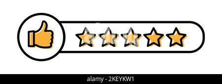 Reputazione 5 pollici su icona stella. Icona di revisione del cliente, valutazione della qualità, feedback. Illustrazione del vettore isolato. Illustrazione Vettoriale