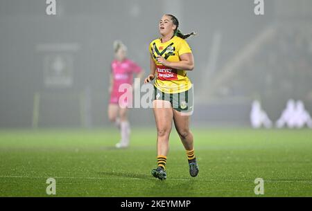 York, Regno Unito. 14th Nov 2022. Coppa del mondo della lega di rugby femminile. Australia V Papua Nuova Guinea. Stadio LNER Community. York. Keilee Joseph (Australia) durante la semifinale Australia V Papua Nuova Guinea nella partita di Coppa del mondo di rugby delle donne. Credit: Sport in Pictures/Alamy Live News Foto Stock