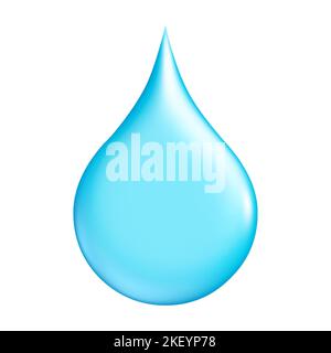 goccia d'acqua isolata su bianco, resa 3d Foto Stock