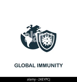 Icona immunità globale. Monocromatico semplice Nuova icona di normalità per modelli, web design e infografiche Illustrazione Vettoriale