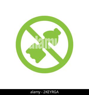 Nessun cartello di divieto di plastica. Non cucci l'icona dell'adesivo di restrizione vettoriale. Illustrazione Vettoriale