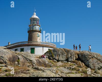 Faro a Corrubedo sulla costa della Galizia, Spagna Foto Stock