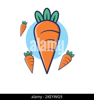 Illustrazione vettoriale della carota arancione con foglia verde Illustrazione Vettoriale