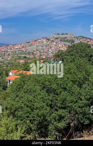 Castello di Molyvos, Molyvos o Mithymna, Lesbos, Isole dell'Egeo settentrionale, Grecia. Foto Stock