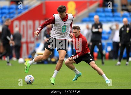Rubin Colill del Galles durante una sessione di allenamento al Cardiff City Stadium, Galles. Data immagine: Martedì 15 novembre 2022. Foto Stock