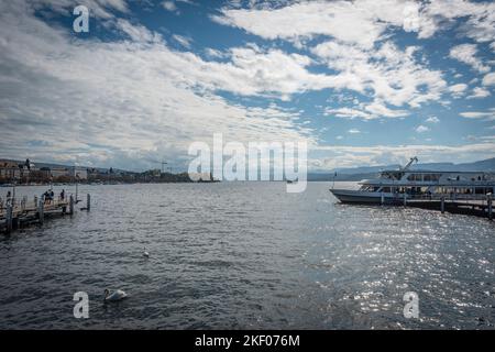 Tappe di sbarco sul Lago di Zurigo, Svizzera Foto Stock